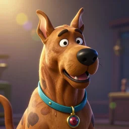 portrait art of scooby doo 8 k ultra realistic, lens flare, atmosphere, glow, detailed, intricate, full of colour, cinematic lighting, trending on artstation, 4 k, hyperrealistic, focused, extreme details, unreal engine 5, rtx, raytracing, masterpiece