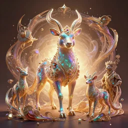 iridescent opalescent animal in candyland, backlit, warm tones, bioluminescent : by michal karcz, daniel merriam, victo ngai and guillermo del toro : ornate, dynamic, particulate, intricate, elegant, highly detailed, centered, artstation, smooth, sharp focus, octane render