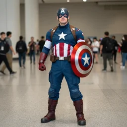 martin short cosplaying as captain america, budget cosplay, dragoncon, full length, full resolution, full frame, 3 5 mm, f / 2. 8