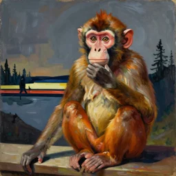 the monkey condition : reflections, musings, hypotheses with the philosopher ourangoutauer. painting by max ernst, munch, jan van eyck, rene magritte, alfred kubin, remedios varo.