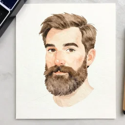 a watercolor painting of a man with a beard, a storybook illustration by jean - baptiste monge, behance contest winner, analytical art, behance hd, watercolor, storybook illustration