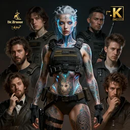 fullbody girl covered with tattoos wearing tactical gear, intricate lights, high detailed face, bio luminescent, plasma, by ruan jia and artgerm and range murata and wlop and ross tran and william - adolphe bouguereau and beeple. key art. fantasy illustration. award winning, artstation, intricate details, realistic, hyperdetailed, 8 k resolution.