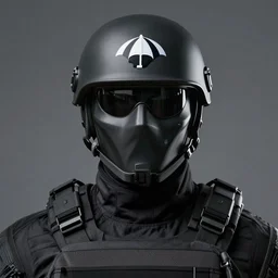 zombie spec - ops head with mask, umbrella corporation logo on forehead, special forces, dark design, professional photo, intricate details