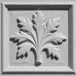 highly detailed decorative engraving of acanthus plant, classical ornamental door emblem