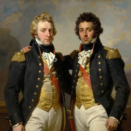 portrait of napoloen bonaparte and toussaint l'ouverture standing proudly shoulder to shoulder, painting by rose roosendaal, trending on rotation - n 9