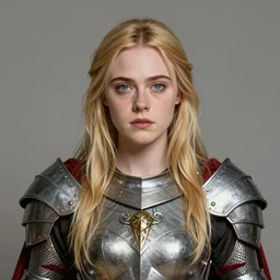 a stunning symmetrical portrait of Elle Fanning as a paladin, digital art by Ross Tran and Angel Ganev, highly detailed, trending on artstationhq
