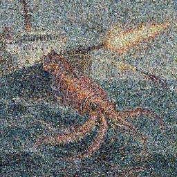 Giant squid drags a ship into the ocean. A second ship targets the squid with cannon fire. painting by Louis Philippe Crepin. smoke and flashes from cannon fire. 8k octane beautifully detailed render, post-processing, extremely hyper-detailed, intricate, epic composition, highly detailed attributes, highly detailed atmosphere, cinematic lighting, masterpiece.