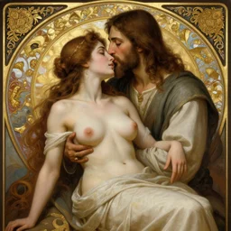 photography of jesus kissing a sensual woman in jerusalem, deep focus,, intricate, elegant, highly detailed, digital painting, artstation, concept art, matte, sharp focus, illustration, art by artgerm and greg rutkowski and alphonse mucha