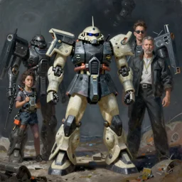scifi painting of zaku custom mobile suit by dariusz zawadzki, kenneth blom, mental alchemy, james jean, pablo amaringo, naudline pierre, contemporary art