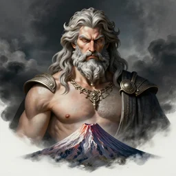 stunning french god of volcano portrait, beard, muscular, dark cloud background, fantasy, intricate, elegant, highly detailed, digital painting, artstation, concept art, smooth, sharp focus, illustration, art by krenz cushart and artem demura and afshar petros