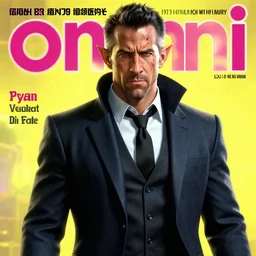 a cyberpunk very ugly mafia boss in a suit with slicked back black hair played by ryan renolds as an elf, 1 9 7 9 omni magazine cover, style by vincent di fate, artgerm, very coherent, detailed, 4 k resolution, bright, unreal engine, daz