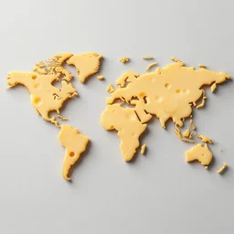 world map made of cheese