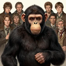 edgar allan poe as a ape, realistic, extremely detailed, sharp focus, wide view, smooth, digital illustration, by james jean, by rossdraws, frank franzzeta, mcbess, sakimichan, brosmin, danton fadeev, steve simpson