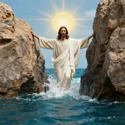 Jesus Christ parting the seas
