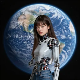 stable diffusion as a real girl, the size of a planet, bot working incorrectly, malfunction full hd, uhd, 4 k, 8 k, 1 6 k, 1 petapixel image, nasa quality.