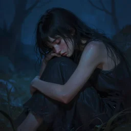 a girl from final fantasy live action, mourning, evocative, mystical night, very very very very detailed, award winning, masterpiece digital painting by greg rutkowski, alex grey, artstation, 4 k wallpaper