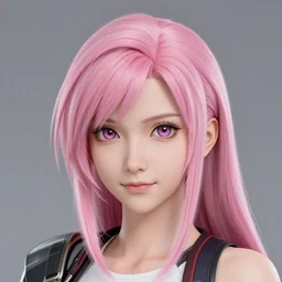 high quality head and shoulders tifa lockhart with light pink hair, trending on artstation