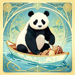 epic professional digital art of 🚣 ⛅ 🐼 🍪, art nouveau, art deco, stunning, gorgeous, detailed, wow, hd, 4 k