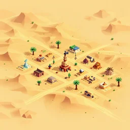 a desert civilization, low poly pixel, isometric 3d perspective