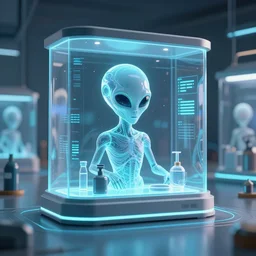 alien shop, futuristic, holographic, 8k