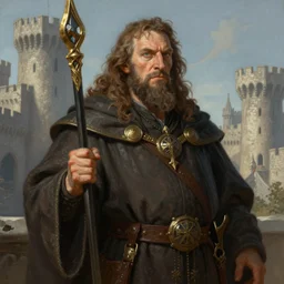 a super detailed full body and head portrait of a dwarf warpriest with brown hair, castle setting, d & d rpg portrait, art by tim hildebrandt and frank frazetta and gerald brom and greg rutkowski
