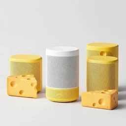 a set of sonos speakers made of yellow cheese