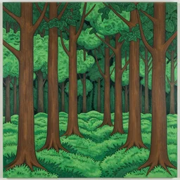 spiral trees in a dense forest by keith haring