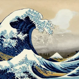 The Great Wave off Kanagawa, beautiful matte painting by Makoto Shinkai,