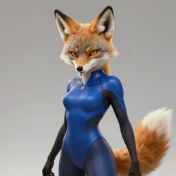 beautiful portrait of a female anthropomorphic coyote fursona wearing a skintight blue body suit. detailed hands. character design by charlie bowater, ross tran, artgerm, and makoto shinkai, detailed, soft lighting, rendered in octane
