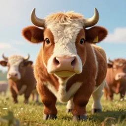 minecraft cow, 3 d render, textured, lavish fur, beautiful, volumetric light, octane render, 8 k, cinematic shot, epic