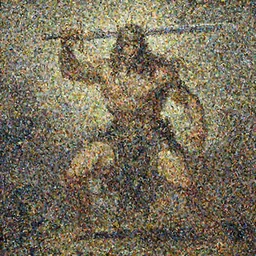A god holding a sword, muscular, fantasy, painting by greg rutkowski and alphonse mucha