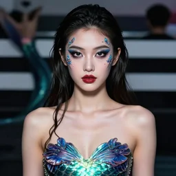 ( ( ( portrait of mermaid ) ) ), zoom, rule of thirds, intricate, anime, attractive, symmetrical!!, makeup, loreal, maybelline, sephora, loreal, artstation, art by greg rutkowski and gonzalo ordonez arias, and artgerm, filmic, vsco, moody, depth of field, cg society, elegant, model