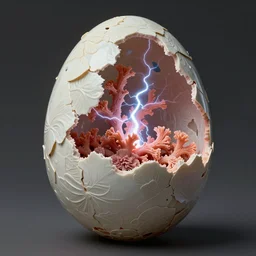as i wait for the absolute, time standing still, i fold together, inside the coral faberge egg, skin peeling off like rice paper, volumetric lightning, cinematic, porcelain, digital painting, highly detailed, artstation, sharp focus, illustration