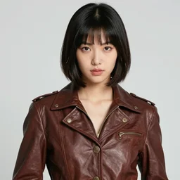 youthful asian demure, exquisite features, feminine cut, 1 9 9 0 s frontiers in flight leather suit, butch billy, lara jade