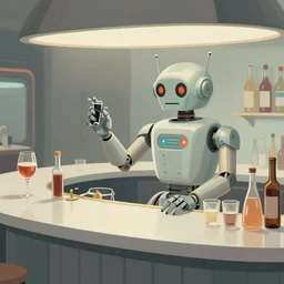 ( ( ( ( ( 1 9 5 0 s retro future android mobile bartender bar. muted colors. ) ) ) ) ) by jean - baptiste monge,!!!!!!!!!!!!!!!!!!!!!!!!!