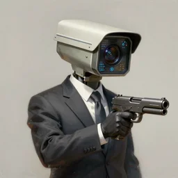 a portrait of an anthropomorphic surveillance camera wearing a suit, holding a gun, cyberpunk!, fantasy, elegant, digital painting, artstation, concept art, matte, sharp focus, illustration, art by nick sullo