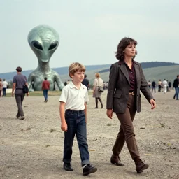 color film still of a boy and a woman walking around pounds, alien ( 1 9 8 4 ).