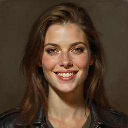 an portrait of an happy female replicant from blade runner, detailed, centered, digital painting, artstation, concept art, donato giancola, Joseph Christian Leyendecker, WLOP, Boris Vallejo, Breathtaking, 8k resolution, extremely detailed, beautiful, establishing shot, artistic, hyperrealistic, beautiful face, octane render