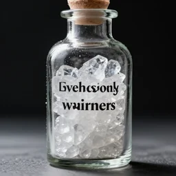 award winning photo of a glass bottle filled with crystals