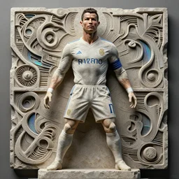 ronaldo nazario made of stone. intricate abstract. intricate artwork. by tooth wu, wlop, beeple, dan mumford. trending on artstation, greg rutkowski very coherent symmetrical artwork. cinematic, hyper realism, high detail, octane render, 8 k, iridescent accents