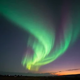 an image of the beautiful northern lights in the sky at sunset