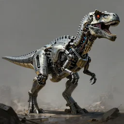 Mechanical dinosaur, cyberpunk painting style, ultra high resolution, detailed, concept art, 4K