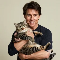 tom cruise holding a cat aggressively