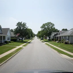 a suburban american street, view from web camera