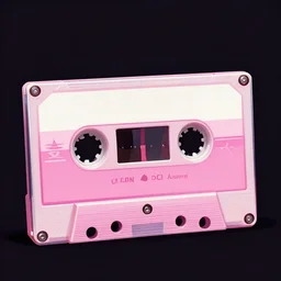 music cassette in the style of 9 0 s japan, pink, didital art