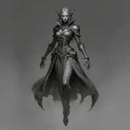 female revenant, undead, grey tarnished longcoat, vengeful, floating, no legs, tendrils, high fantasy, steampunk, gray scale, detailed face, highly detailed, smooth, shrap focus, matte digital illustration, by koyorin, donato giancola, pixiv