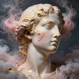 epic beautiful intricate and detailed concept art. abstract supermodel woman face pose silhouette with blond and pink liquid fluid carbon gold. abstract sculpture. art noveau clouds. dramatic 1 7 th century masterpiece by michelangelo. aetheral, epic concept art, close up portrait photography by amy leibowitz. greg rutkowski, 3 d, wlop, victo ngai, kandinski