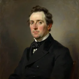 official side portrait of united states president drew bree, in a black suit, 1 8 8 8, a character portrait by cassius marcellus coolidge, reddit contest winner, american romanticism, oil on canvas, detailed painting, creative commons attribution