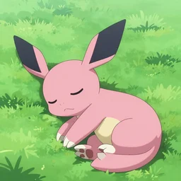 Pink Vaporeon Pokemon sleeping