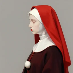 the red nun, side profile, trending on artstation, 8 k, by gerard brom and zdzisław beksinski